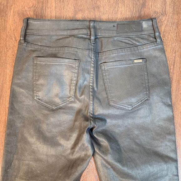 Armani Exchange J01 Mid-Rise Super Skinny Black Coated Jeans, Size 26 - Picture 8 of 12